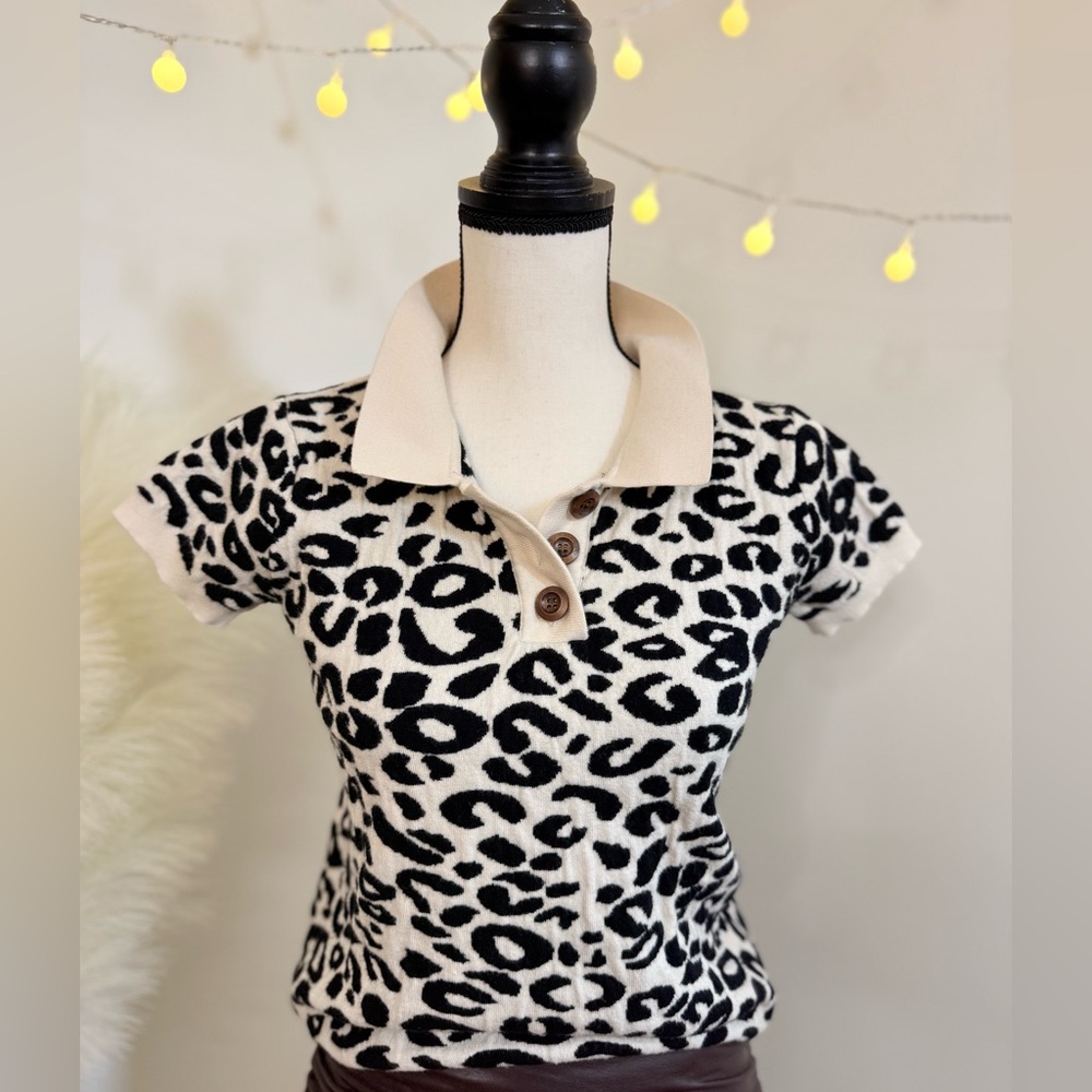 🌾 THML Cream and Black Leopard Knit Top